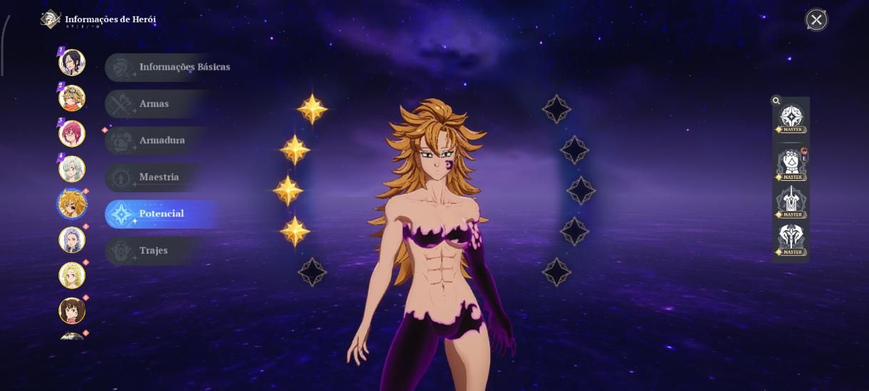 Conta de the seven deadly sins mutio forte,personagens c7 e c9 servidor américa