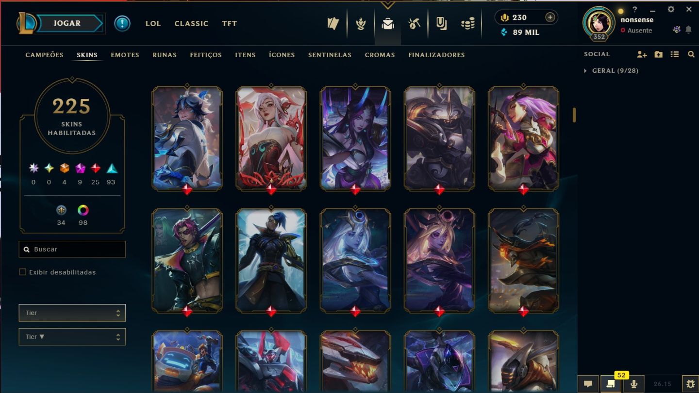 Conta Riot (LoL e Valorant) +225 Skins no Lol/+40 Skins (Premium+) no Valorant