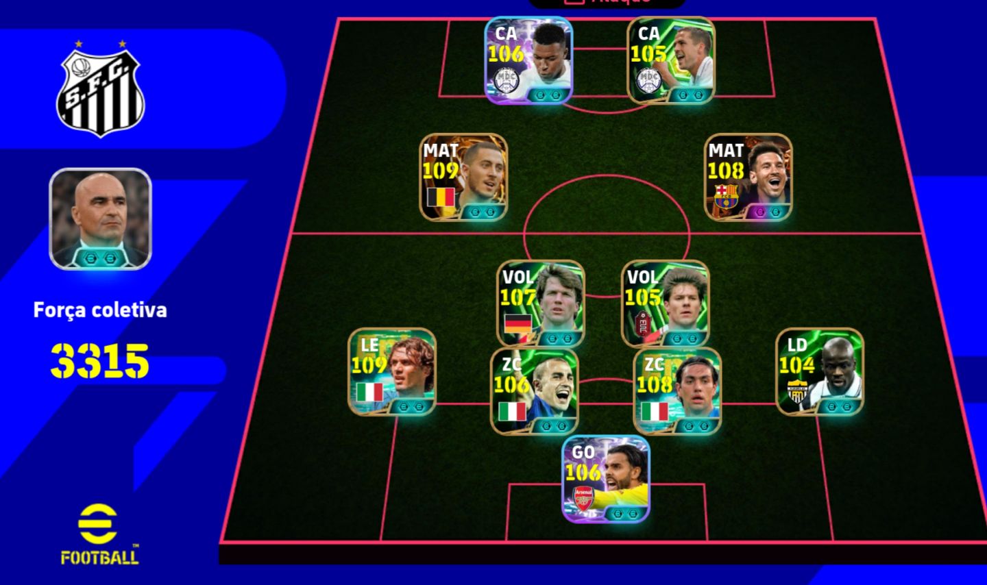 CONTA EFOOTBALL 3315 DE FORÇA! ELENCO RECHEADO DE LENDÁRIOS E CARTAS ESPECIAIS!