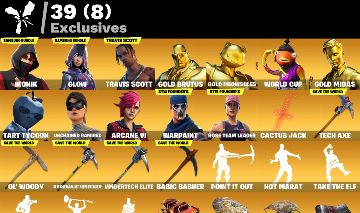 CONTA FORTNITE Ikonik/Glow/Travis Scott/Peixoto WC/Tart Tycoon/OG STW/224 SKINS