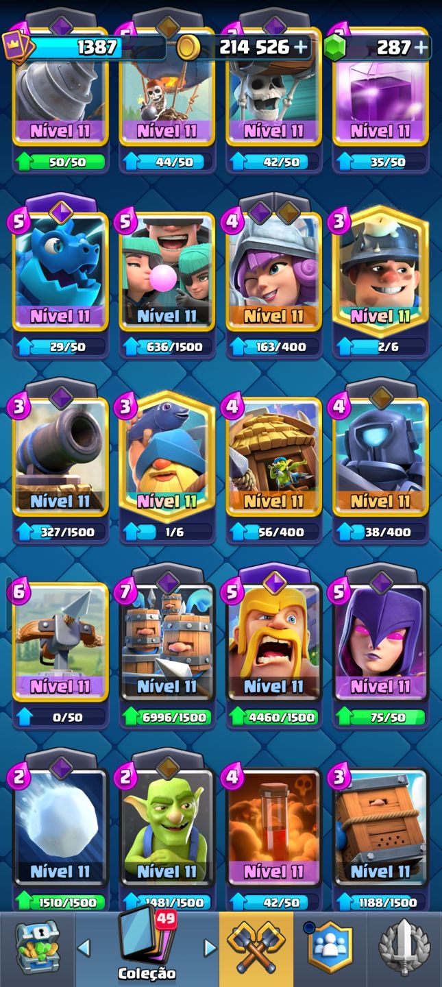 CONTA CLASH ROYALE 8,5K TROFÉUS/ ARENA 22/ DECK LVL 14+ / 5 EVOLUÇÕES