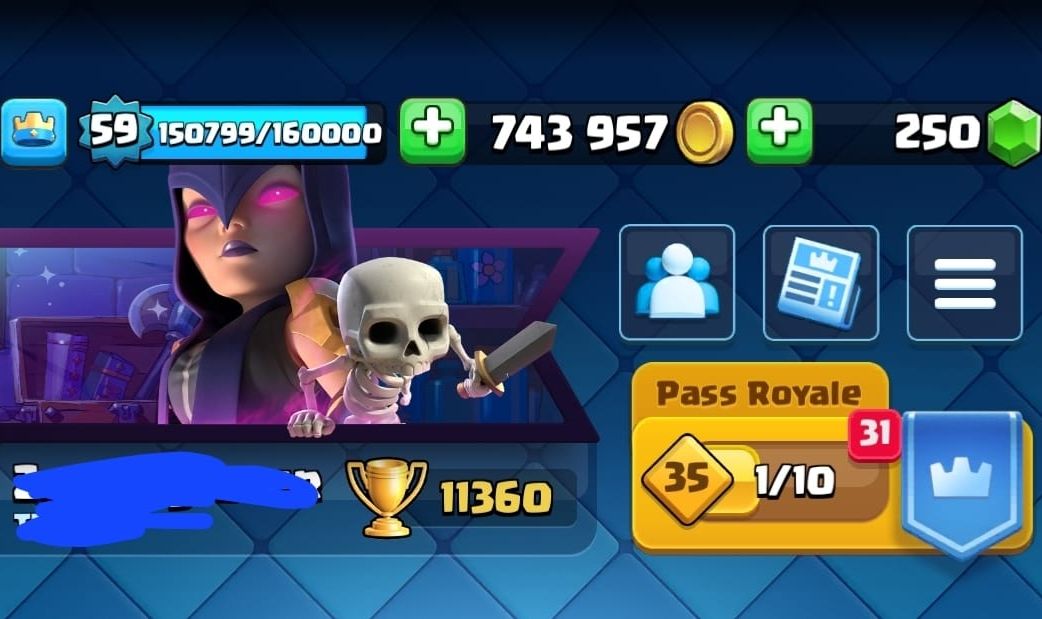 CONTA CLASH ROLAYE +6 ANOS - 11360 TROFEUS - NIVEL 59