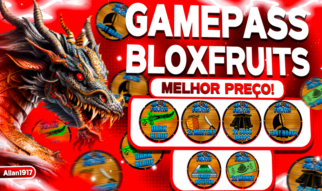 GAMEPASS DE BLOX FRUITS E FRUTAS FISICAS (ROBLOX) MAGNET PERMANENTE EM PROMOÇÃO