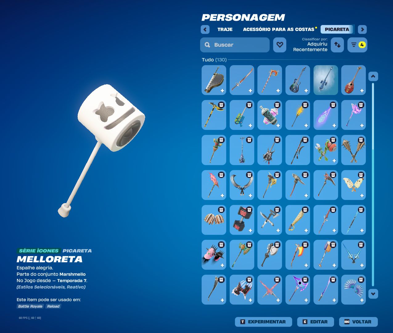 Conta Fortnite desde Capitulo 1 Season 4, 166 skins, 130 picaretas