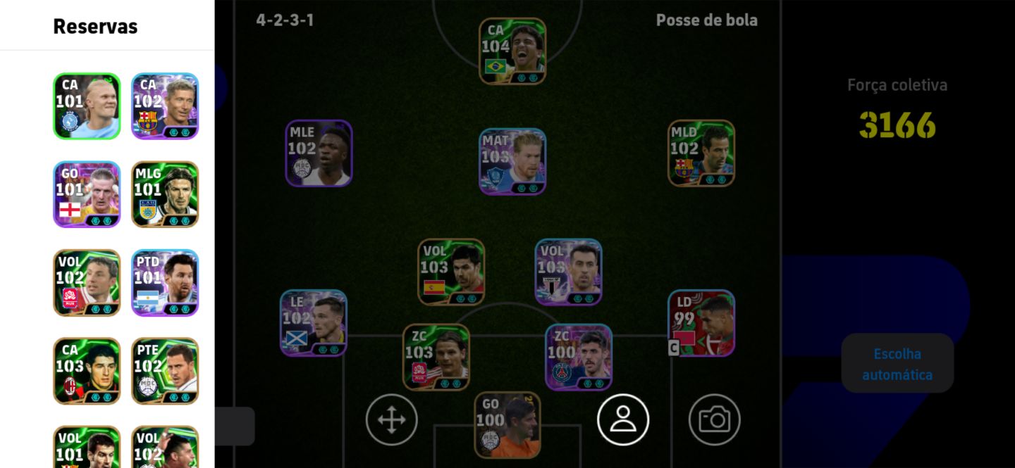 Conta eFootball 3166 Força Máxima | Xabi Alonso + Bebeto 104 + Beckham 101