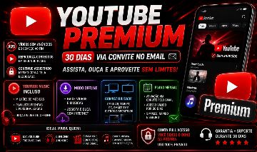 YOUTUBE PREMIUM 30 DIAS FULL ACESSO PRIVADO