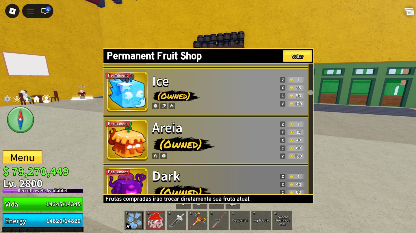 Conta main blox fruits com game pass, perms, crew top 12 global(participante)