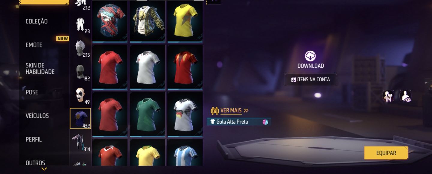 Conta de Free Fire muito rara, cm muitas skins raras