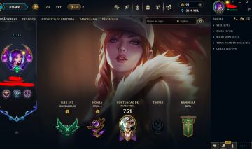CONTA LOL ESMERALDA FULL CHAMPS COM CONTA VALORANT BONUS.
