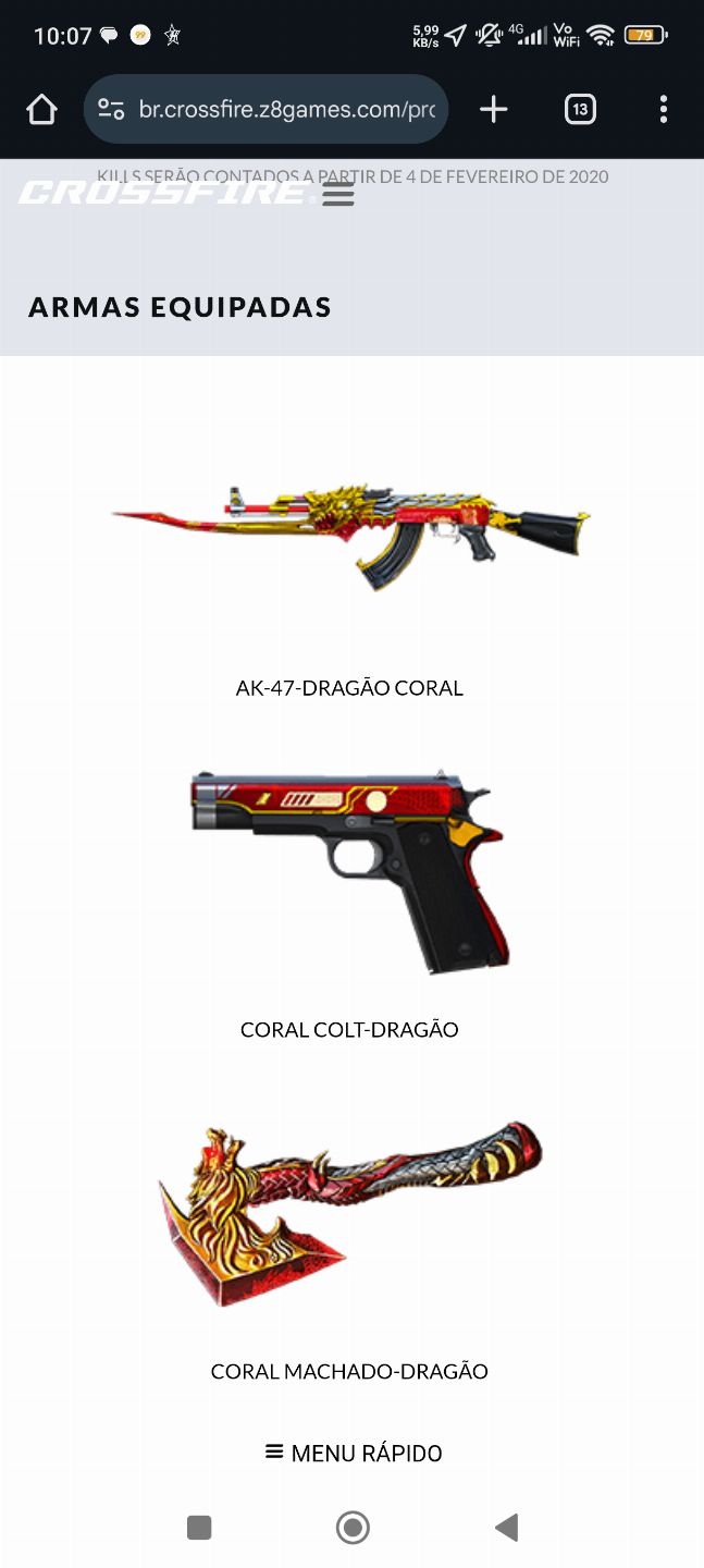 Conta Crossfire com mais de 900 M.N