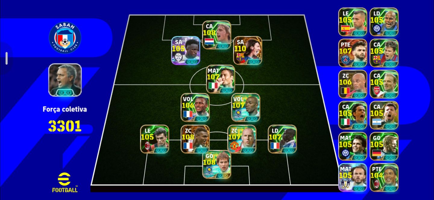 CONTA EFOOTBALL 3301 FORÇA | MESSI 110 + CRUYFF 108 + THURAM 108 SÓ KONAMI ID