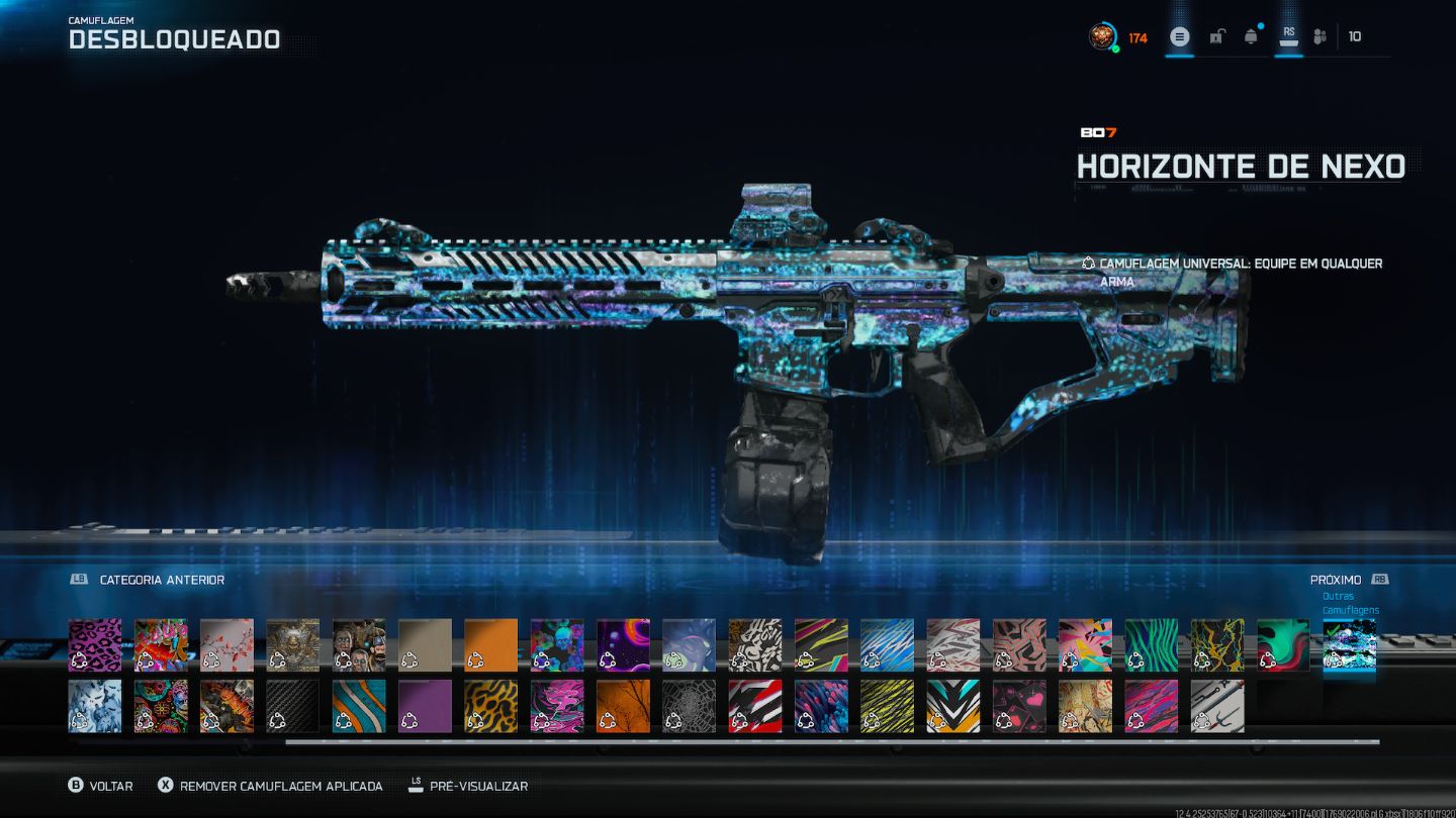 Conta bo7 com todas camuflagens e skin lendaria horizonte nexus mais algun itens
