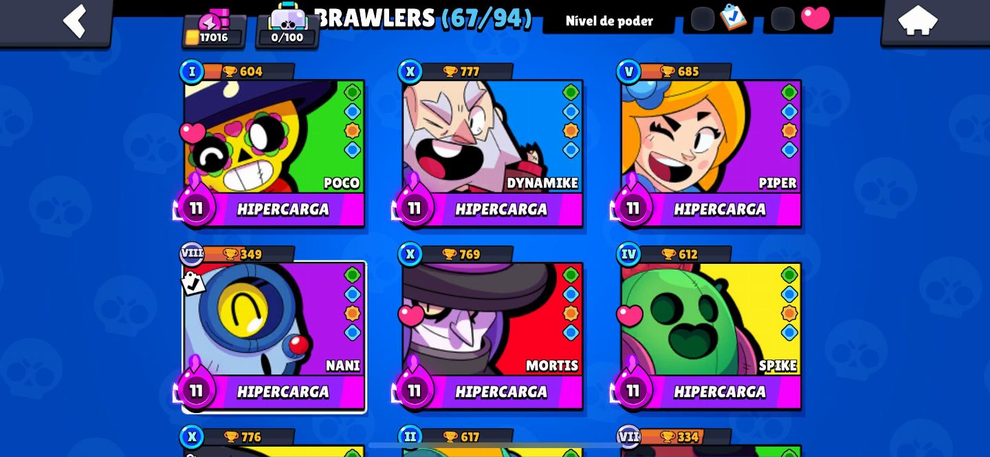Conta Brawl Stars | 67 Brawlers | Skins Raras + 4 Passes