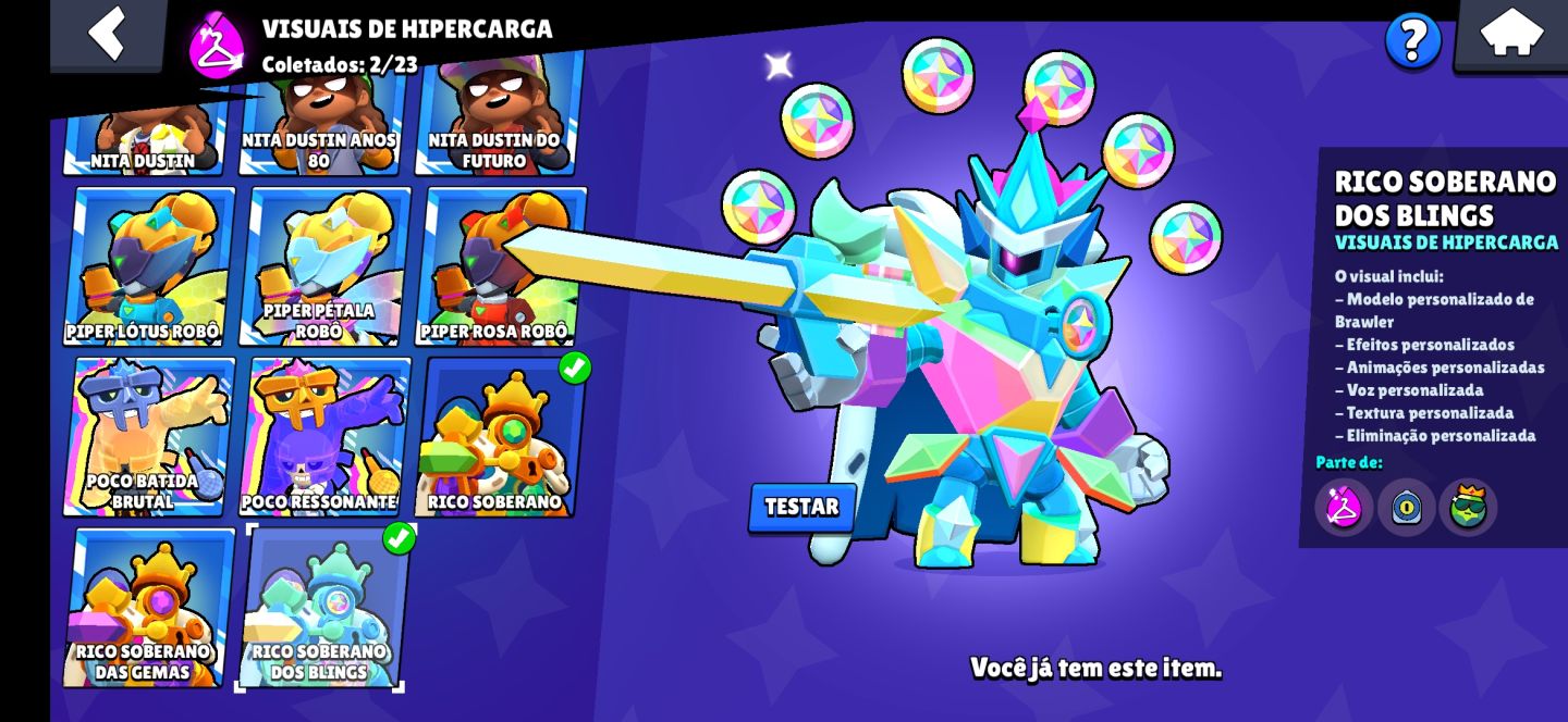 CONTA BRAWL STARS | 73 BRAWLERS + 11 HIPERCARGAS
