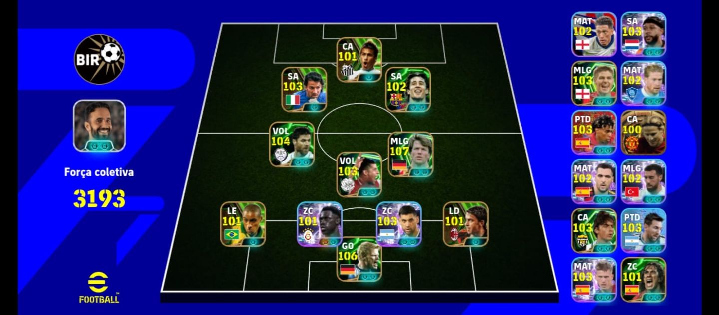 Conta Efootball com vários jogadores e avatares do Naruto