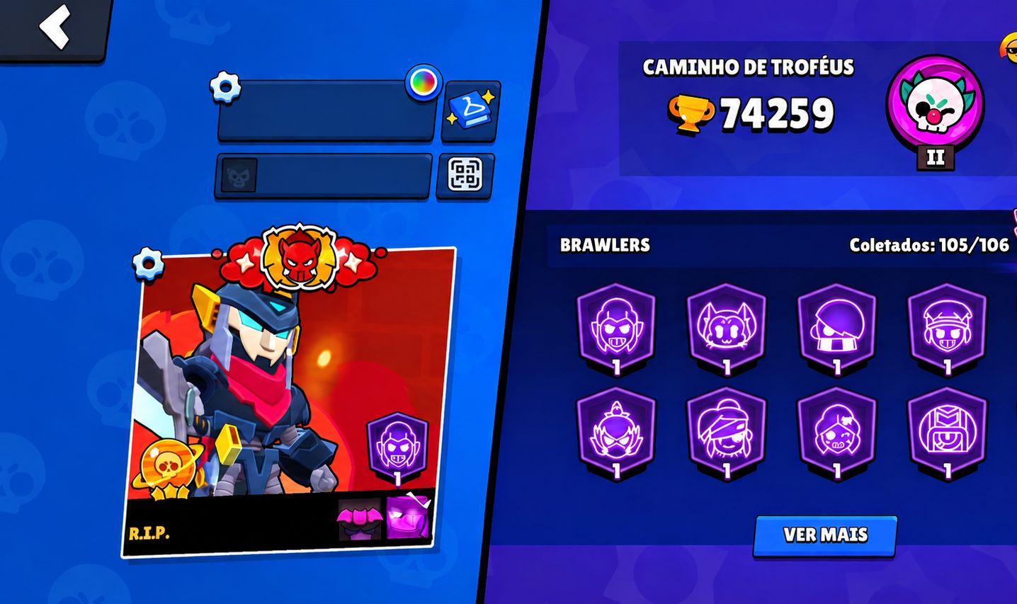 Conta de brawl stars 74000 troféus e de brinde uma conta de clash roye muito boa