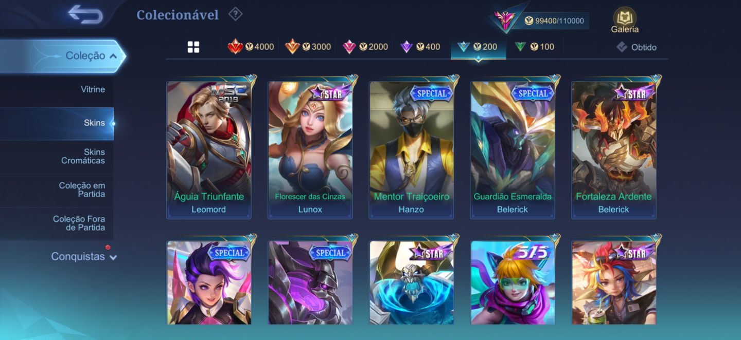 Conta Móbile Legends full heróis / emblemas e com várias skins