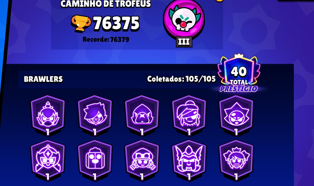Conta Insana Brawl Stars 76K Troféus | Quase Full | Power 11