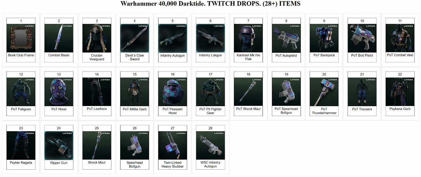 [MENOR PREÇO] Warhammer 40,000 Darktide / TWITCH DROPS / 28+ ITEMS / SKINS