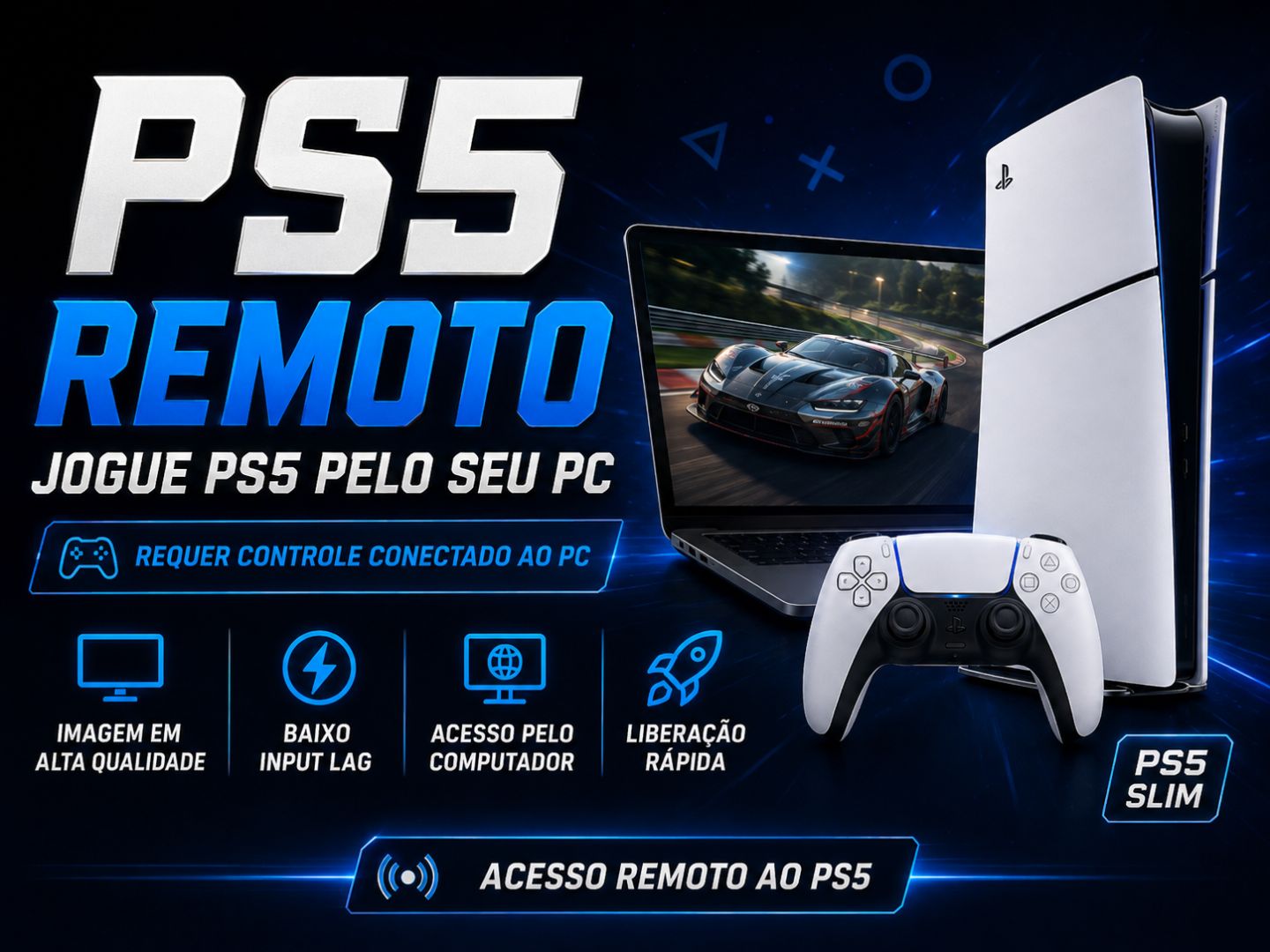 PS5 REMOTO - JOGUE PS5 PELO SEU PC | REQUER CONTROLE
