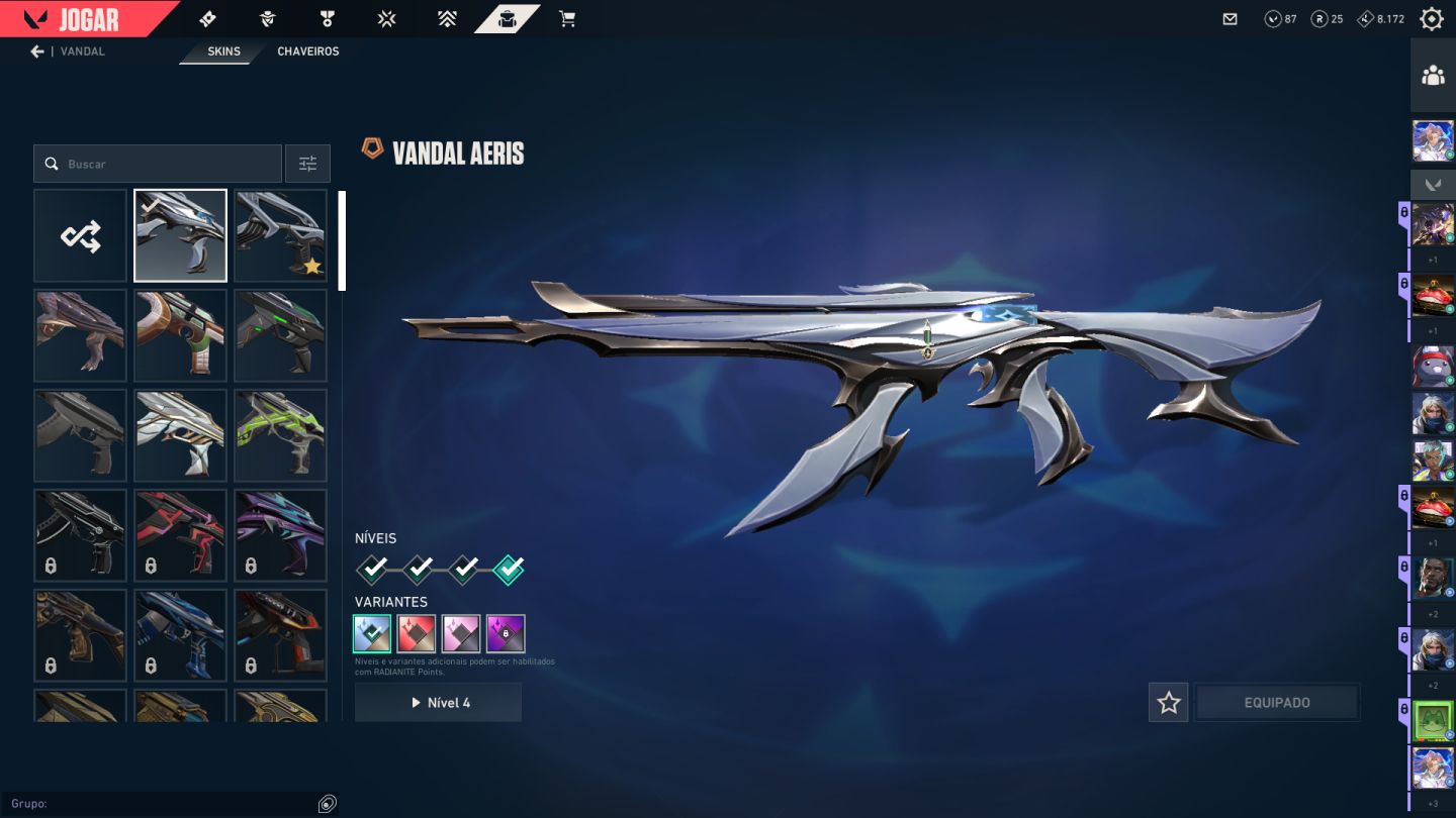 CONTA COM 55 SKINS, KATANA EX.O, FACA VCT LIMITADA, VANDALS E PHANTOMS PREMIUM