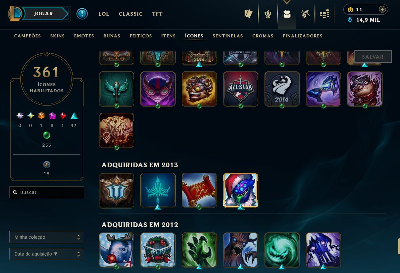 Lvl 498 | 385 Skins | Icones 2012 | Morgana Vitoriosa, Bordas de Skins e Mais..