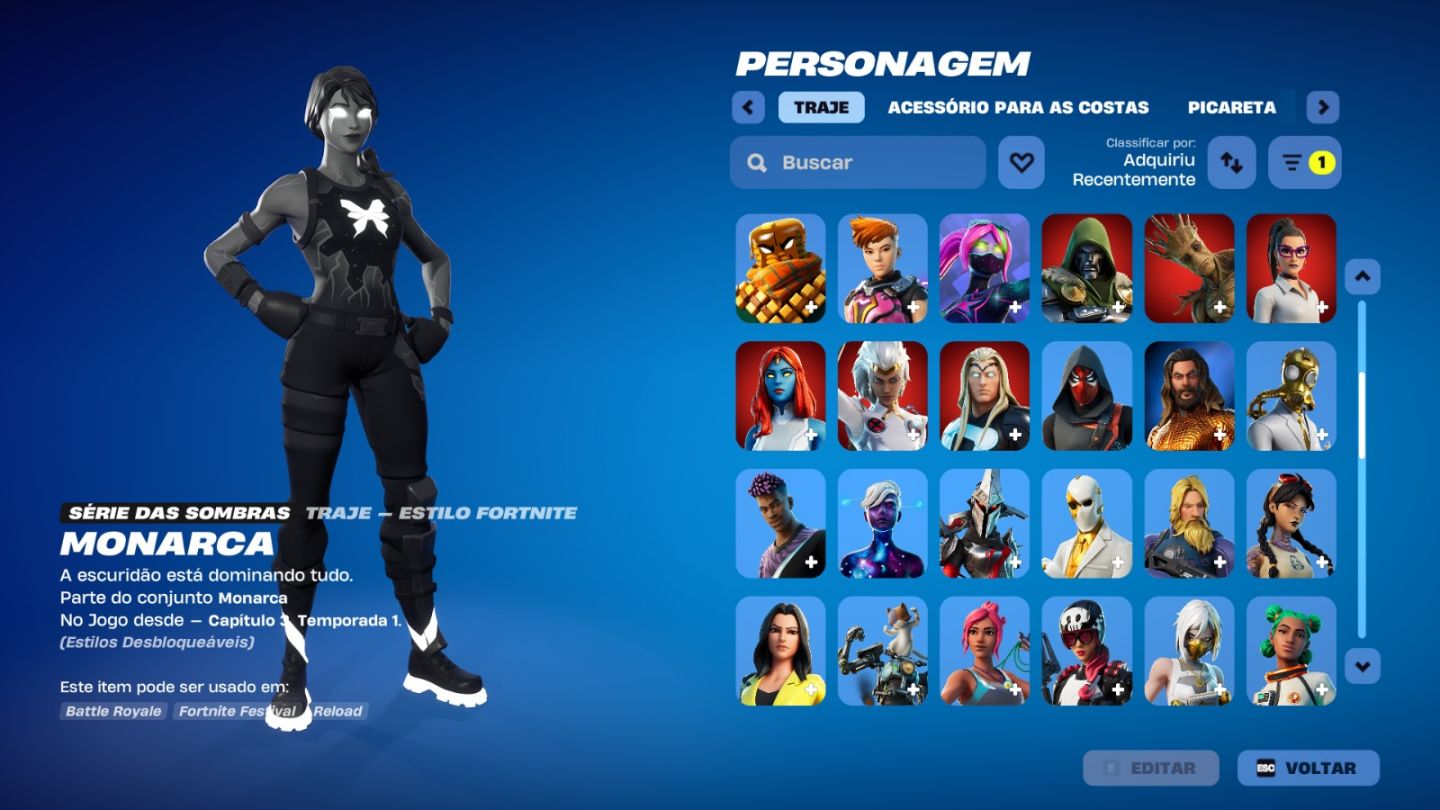 Conta Fortnite com varios personagens lendarios