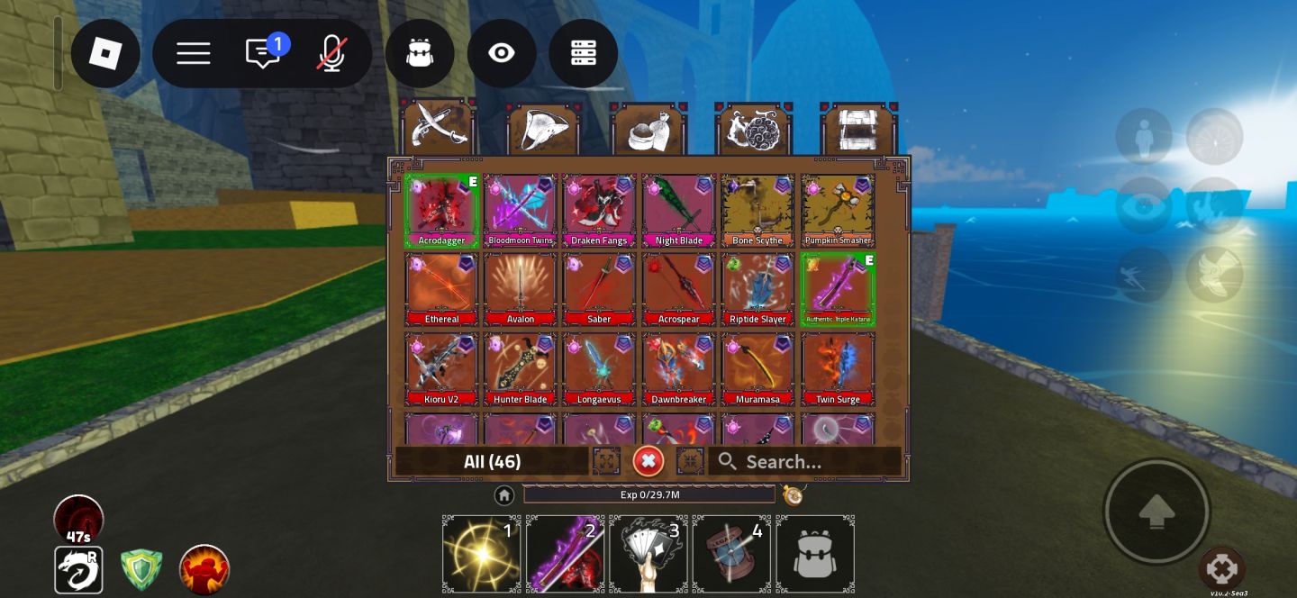 Conta de roblox focada em blox fruits,aotr,fish e muitos mais jogos
