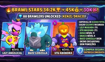 Brawl Stars 34k | Kenji Nível 11 | 451 Gemas + 45k Ouro | Wattson Lightyear