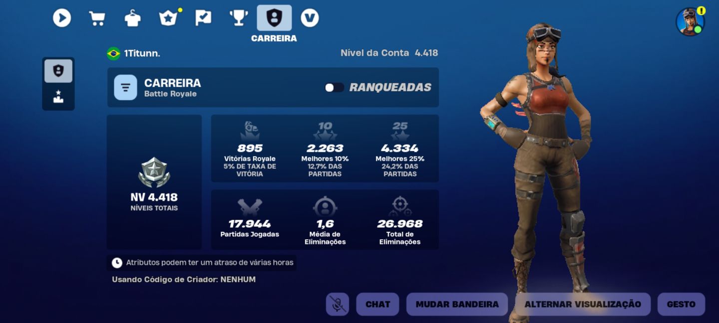 CONTA FORTNITE COM MAIS DE 1K ITENS.