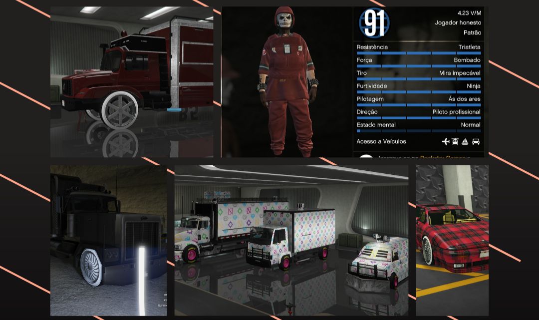 Conta GTA V PS5 TARTAN RED LVL 91 / 8 Milhões corridinha Full mod trajes mod