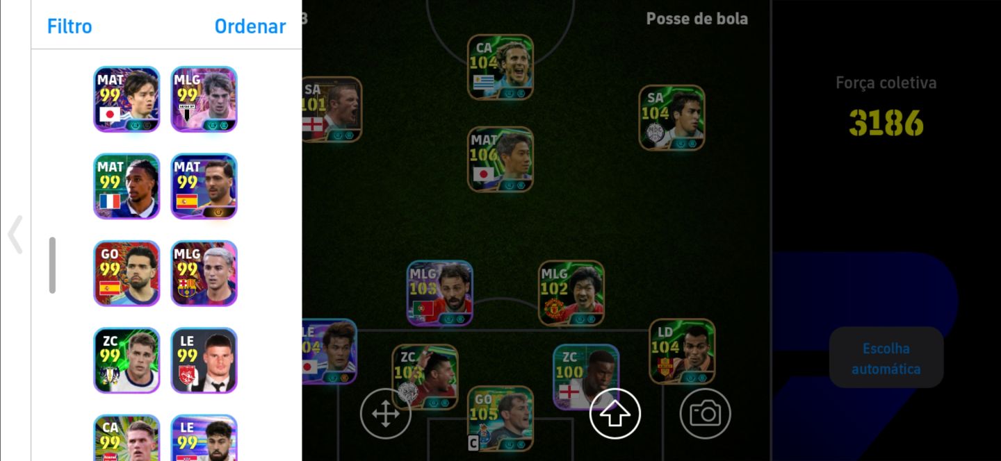 Conta Efootball Com 3186 de força e kagawa, forlan e raúl.