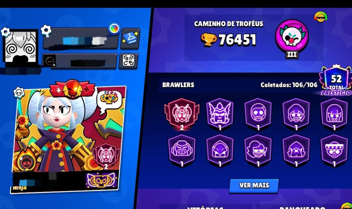 CONTA BRAWL STARS END-GAME - PRONTA PARA O COMPETITIVO (76K TROFÉUS)