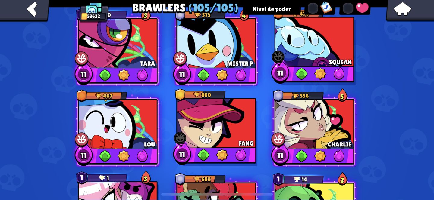 Conta Brawl stars quase max de 2020 301 skins 53k de troféus fama marciana