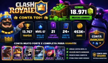 CLASH ROYALE 18,9K GEMAS, 21 EVOS [FULL ACESSO]