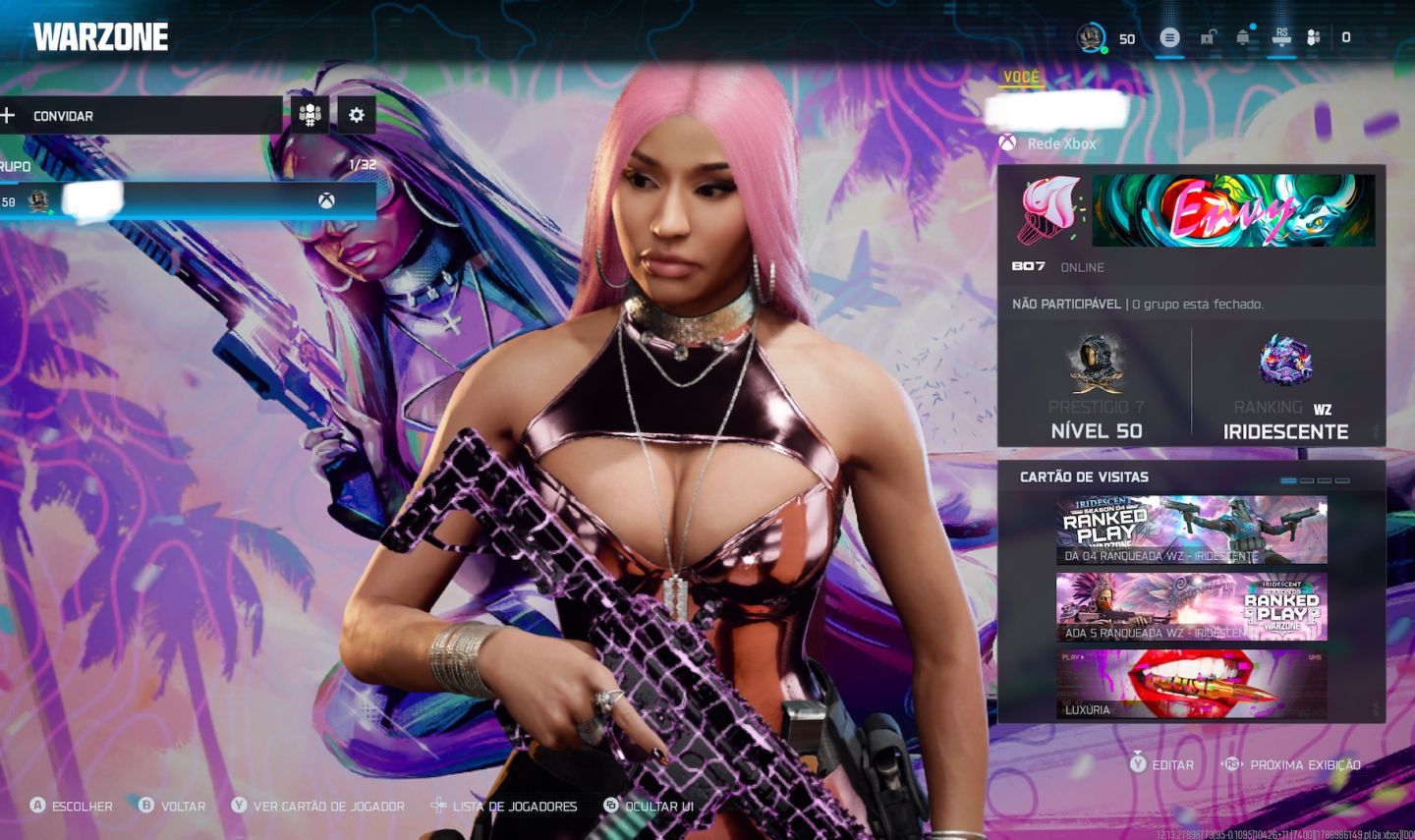 CONTA DE WARZONE / NICK MINAJ / PAUL ATRIEDES / LARA CROFT / IRIDESCENTES