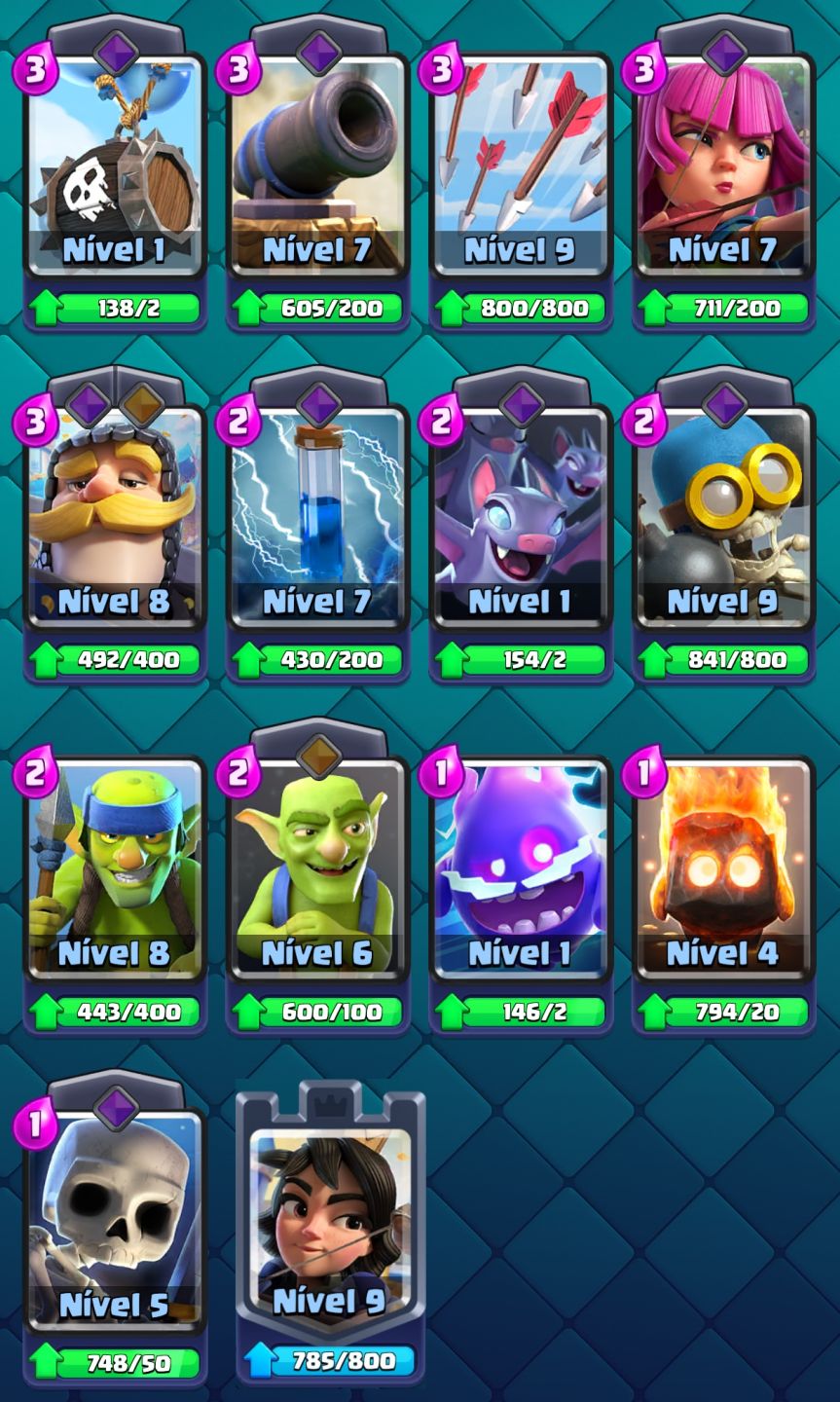 Clash Royale 2017 | Conta Rara c/ 704 Gemas + 43.635 Moedas | 65 Cartas