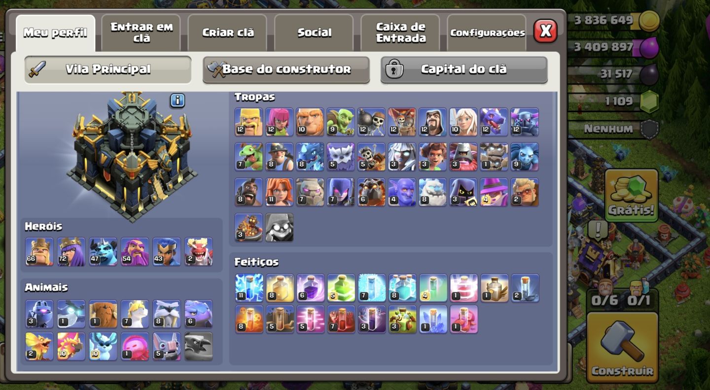 Conta de clash of clã CV 17 Clash R 11k troféu BRAWL STARS+ hay day