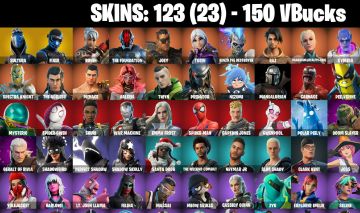123 Skins - candy axe, sultura, fixer, lara croft, doom slayer, 150 vbucks