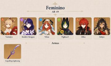 CONTA GENSHIN IMPACT COM 6 PERSONAGENS T5 & ARMA