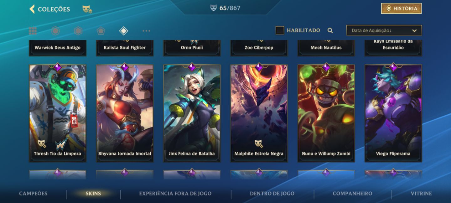 Wild Rift Conta 65 Skins (Lendárias + Épicas) | Nível 160