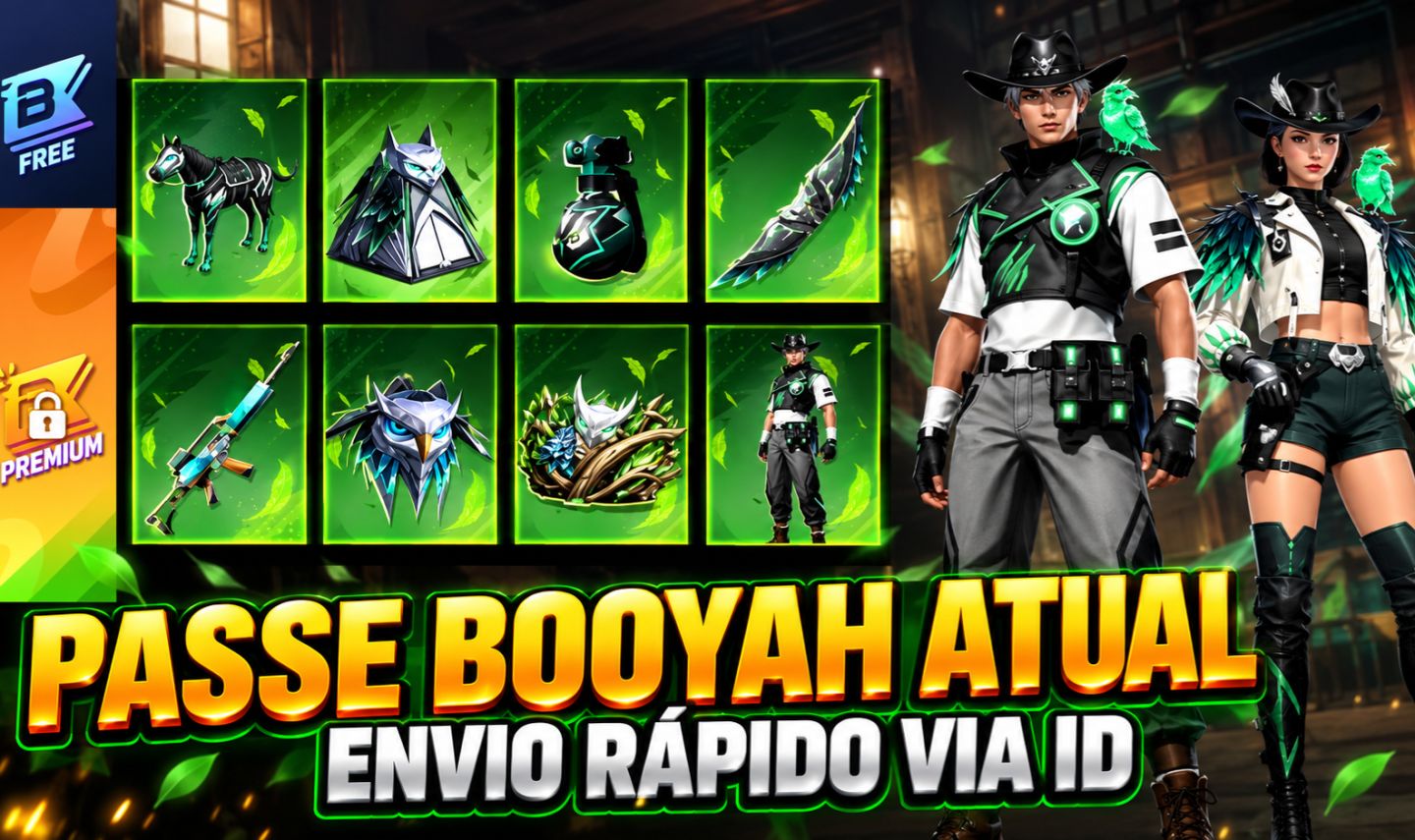 PASSE DE ELITE BOOYAH PREMIUM FREE FIRE ENTREGA RÁPIDA! VIA ID SEM ADICIONAR