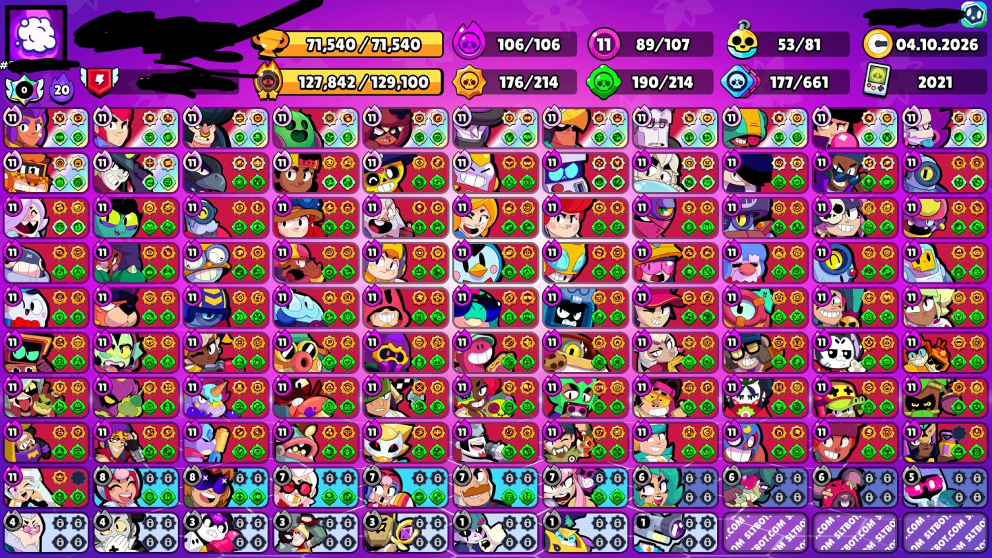 CONTA BRAWL STARS 71K TROFÉUS + 107/107 Brawlers 571 SKINS + ENDGAME