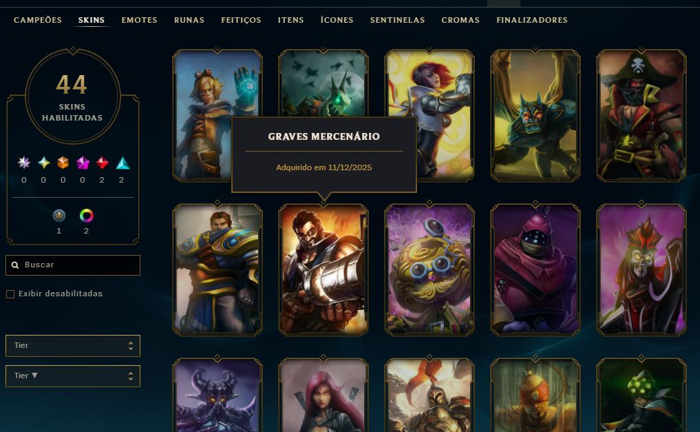 [Entrega Automática] Conta Lol Platina, 35K Ea, 44 Skins, 2 Lendárias, Honra 4