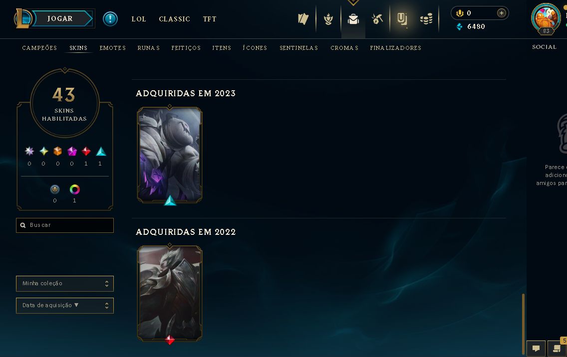 LOL SMURF | ESCOLHA SUA CONTA | ATÉ 45 SKINS | RANQUEADA LIBERADA