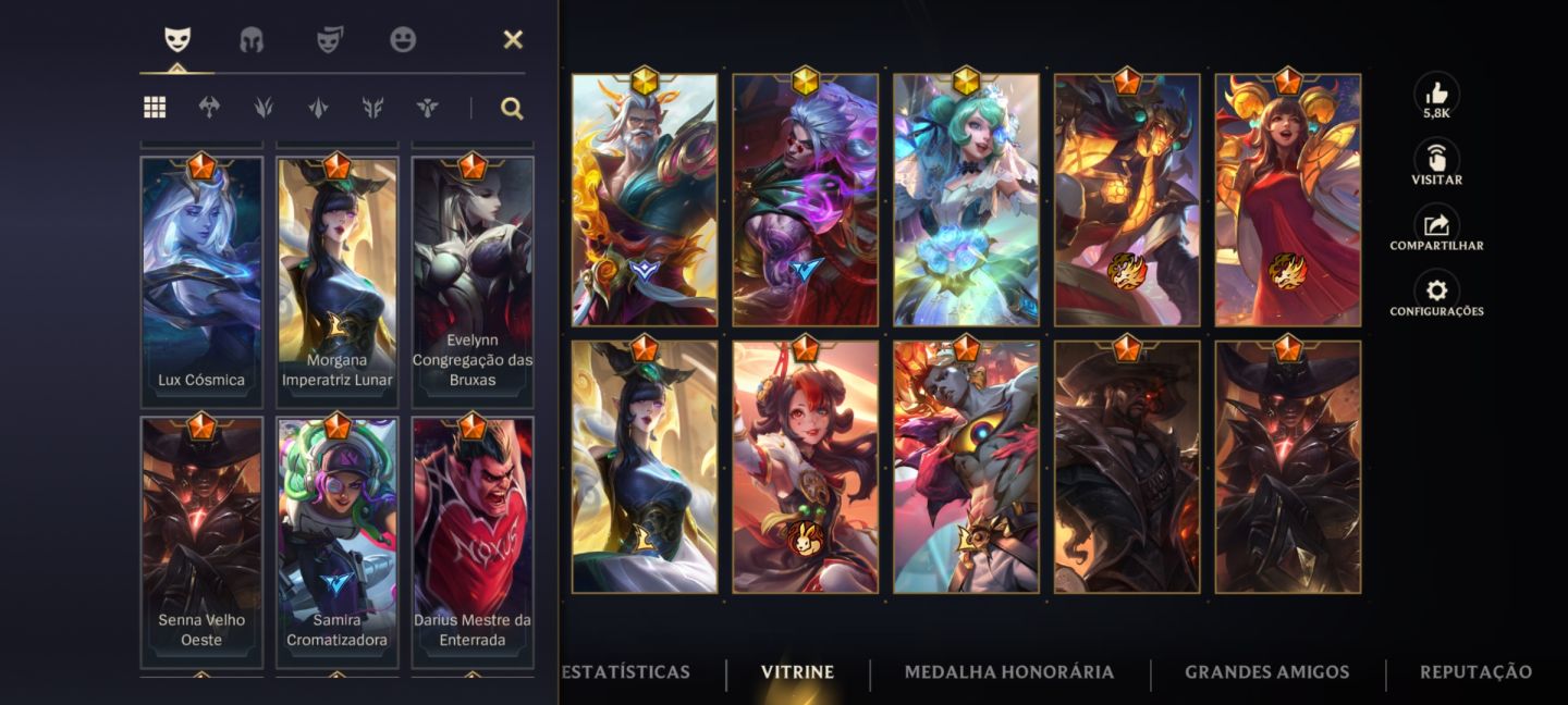 Conta de wild rift main selva com 175 skins + 35k de colecionador