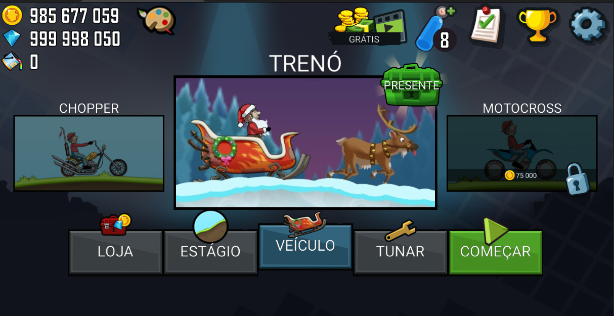 SERVIÇOS HILL CLIMB RACING | OURO + DIAMANTES MAX | ANDROID APENAS