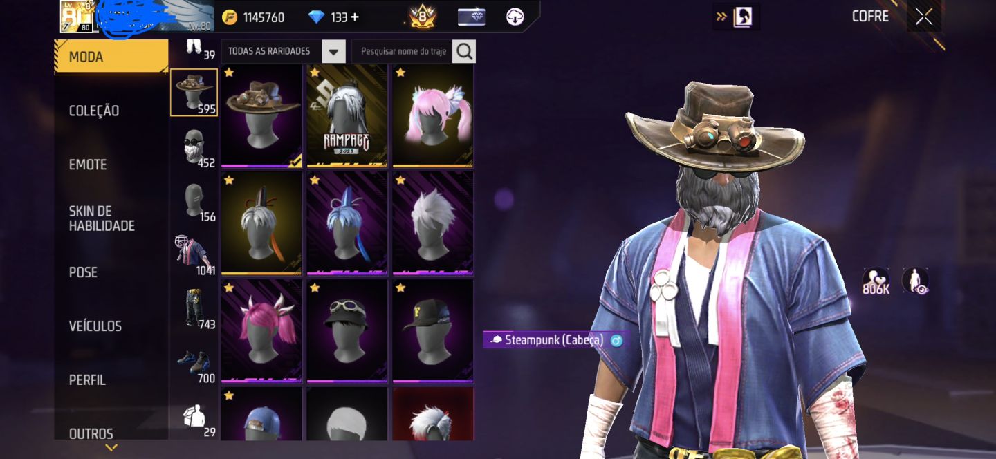 Conta de Free Fire Level 80