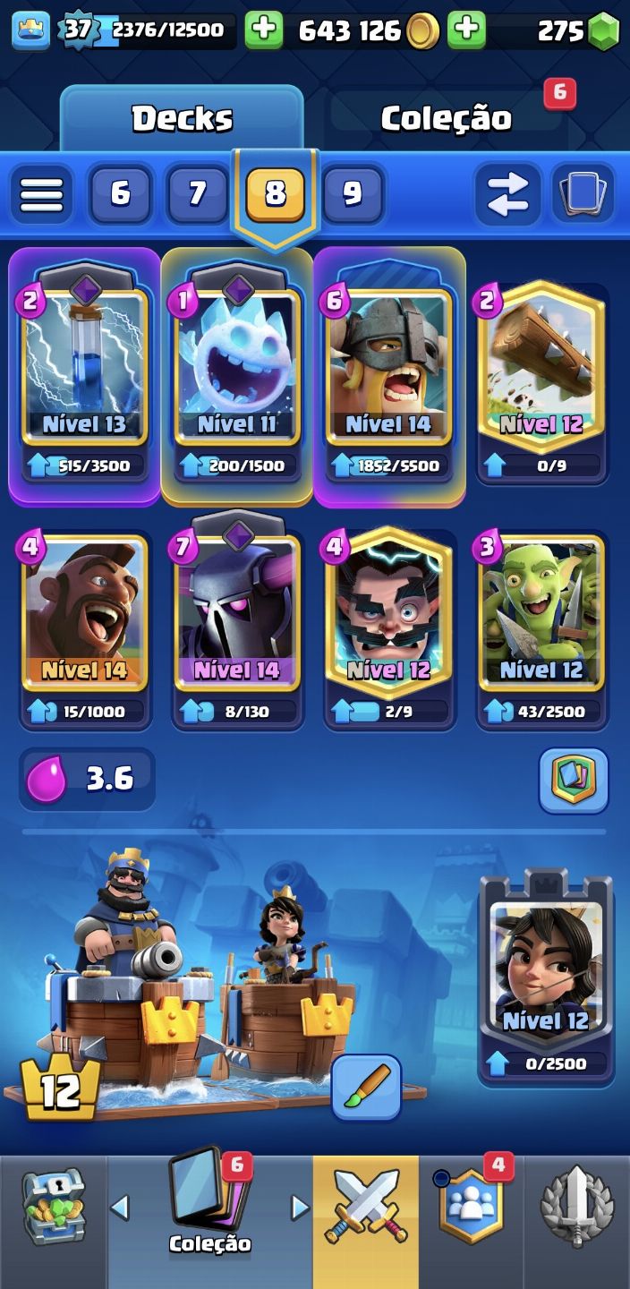 CONTA CLASH ROYALE 8016 TROFÉUS