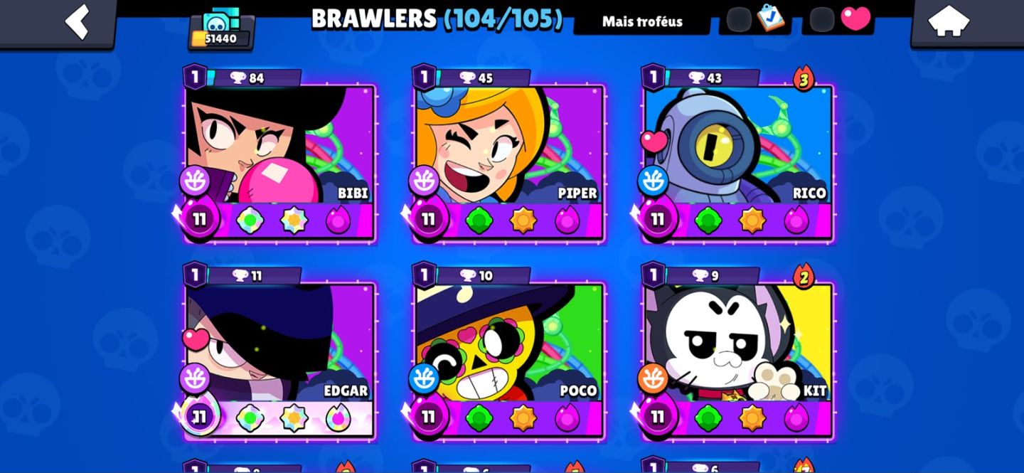 Brawl Stars - Conta top - Recheada de Skins LF